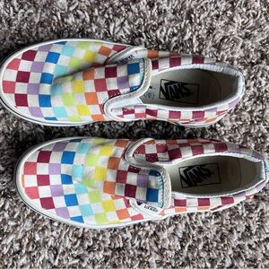 Vans Kids Colorful Checkered Slip-On Sneakers